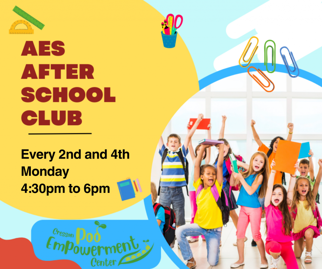 AES After School Club
Every 2nd and 4th Monday
4:30pm to 6pm