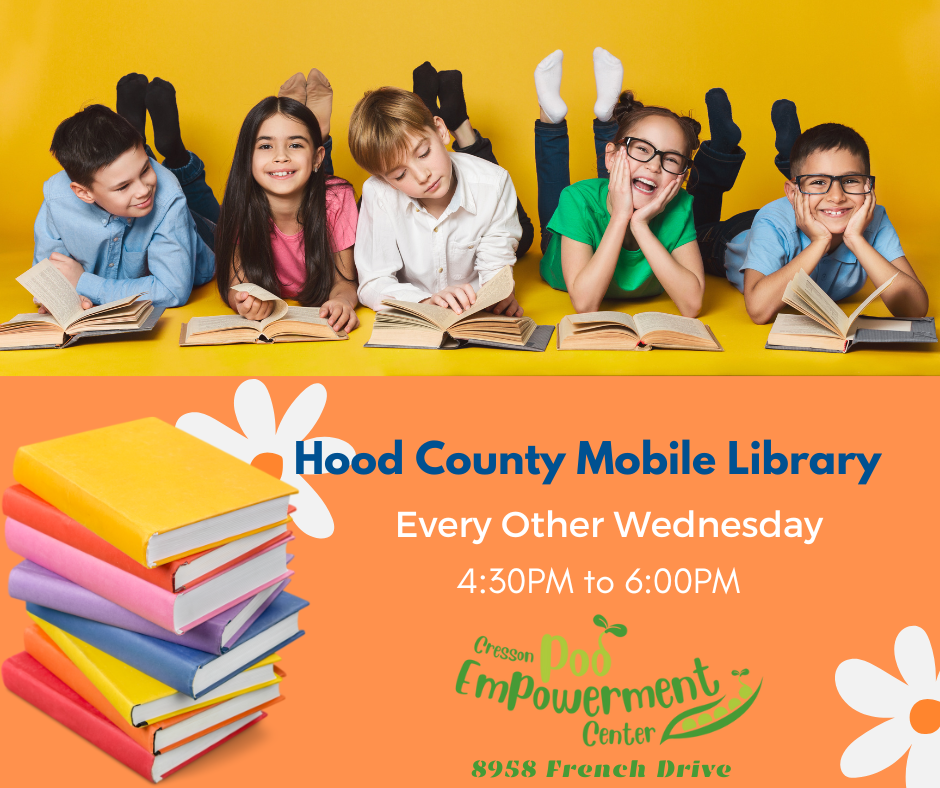 Hood County Mobile Library
Every Other Wednesday
4:30pm to 6:00pm